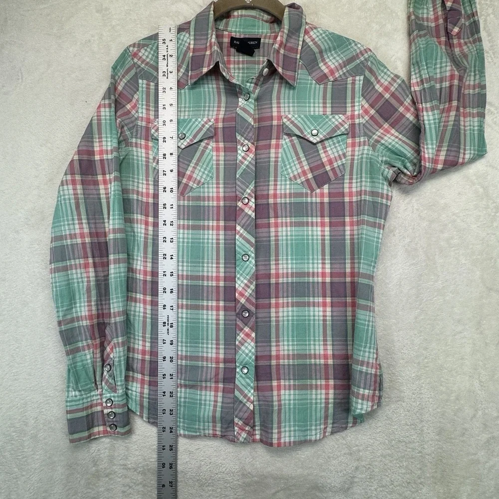 Ralph Lauren Pearl Snap Shirt Boys 16 Plaid Western Long‎ Sleeve Multicolor